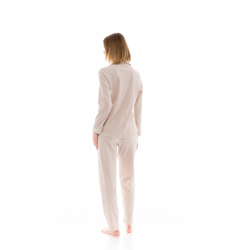 W1442 - Skin - PYJAMA BUTTONED VELVET STRIPE- (W1442) W1442 - Skin - PYJAMA BUTTONED VELVET STRIPE- (W1442)