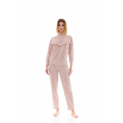 W1444 - Baby Pink - PYJAMA VELVET STRIPE- (W1444)