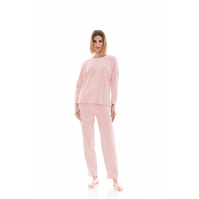 W1445 - Baby Pink - PYJAMA VELVET STRIPE- (W1445)