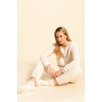 W1476 - White - PYJAMA FLEECE FLUFFY- (W1476)