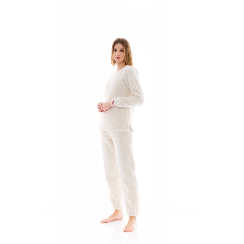 W1476 - White - PYJAMA FLEECE FLUFFY- (W1476) W1476 - White - PYJAMA FLEECE FLUFFY- (W1476)