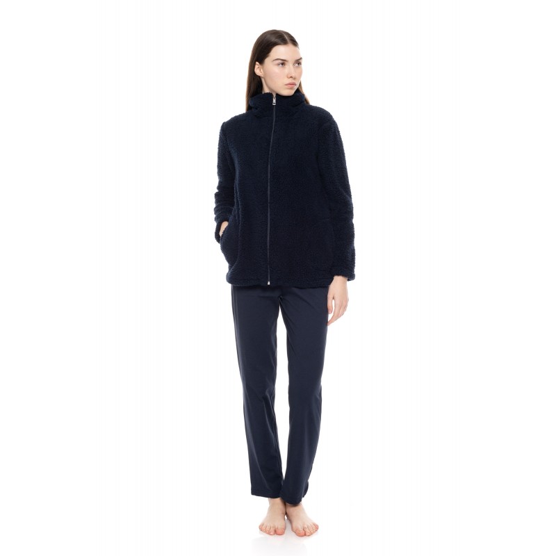 W1477 - Yacht Blue - ROBE ZIPPER FLEECE FLUFFY- (W1477)