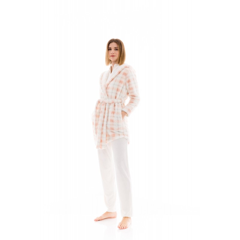 W1483 - Type - ROBE HOOD FLEECE PLAID- (W1483) W1483 - Type - ROBE HOOD FLEECE PLAID- (W1483)