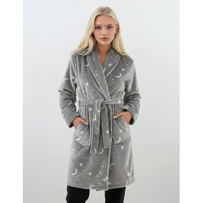W1489 - Grey - ROBE FLEECE NIGHT SKY- (W1489)