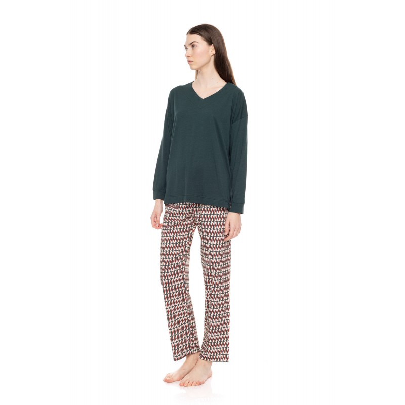 W1563 - Type - PYJAMA V FOREST GREEN GEO- (W1563) W1563 - Type - PYJAMA V FOREST GREEN GEO- (W1563)