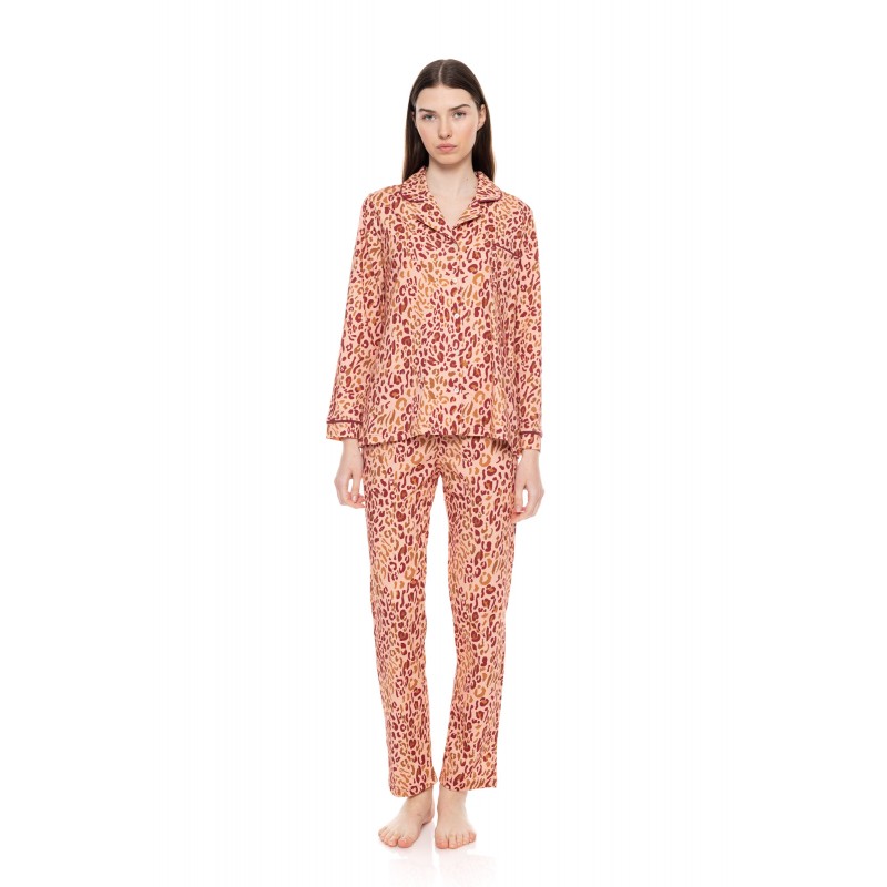 W1603 - Type - PYJAMA BUTTONED SOFT PINK LEOPARD- (W1603) W1603 - Type - PYJAMA BUTTONED SOFT PINK LEOPARD- (W1603)