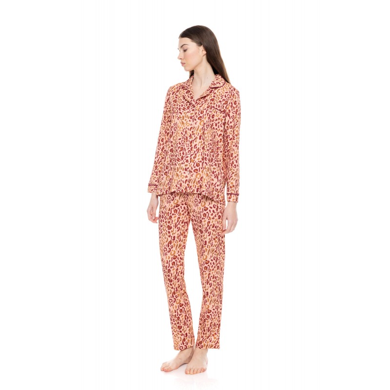 W1603 - Type - PYJAMA BUTTONED SOFT PINK LEOPARD- (W1603) W1603 - Type - PYJAMA BUTTONED SOFT PINK LEOPARD- (W1603)