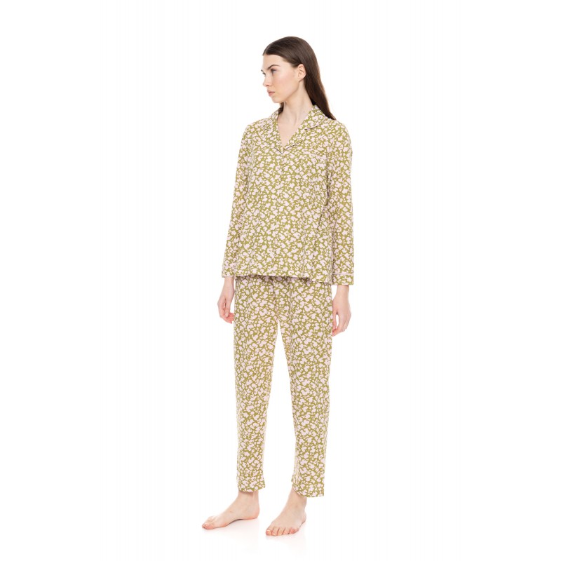 W1611 - Type - PYJAMA BUTTONED GREEN BLOSSOM- (W1611) W1611 - Type - PYJAMA BUTTONED GREEN BLOSSOM- (W1611)