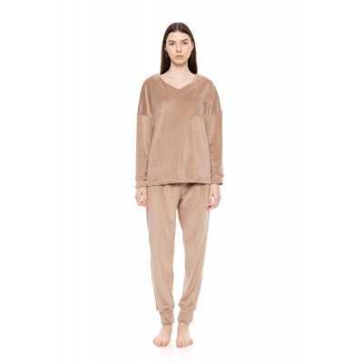 W1638 - Violete - PYJAMA V SOFT VELVET- (W1638)