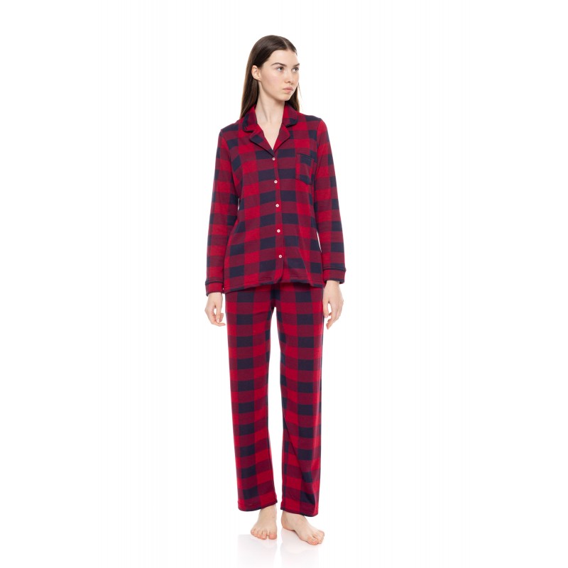 W1651 - Type - PYJAMA BUTTONED JACQUARD RED PLAID- (W1651) W1651 - Type - PYJAMA BUTTONED JACQUARD RED PLAID- (W1651)