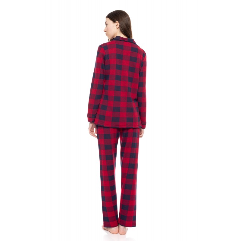 W1651 - Type - PYJAMA BUTTONED JACQUARD RED PLAID- (W1651) W1651 - Type - PYJAMA BUTTONED JACQUARD RED PLAID- (W1651)