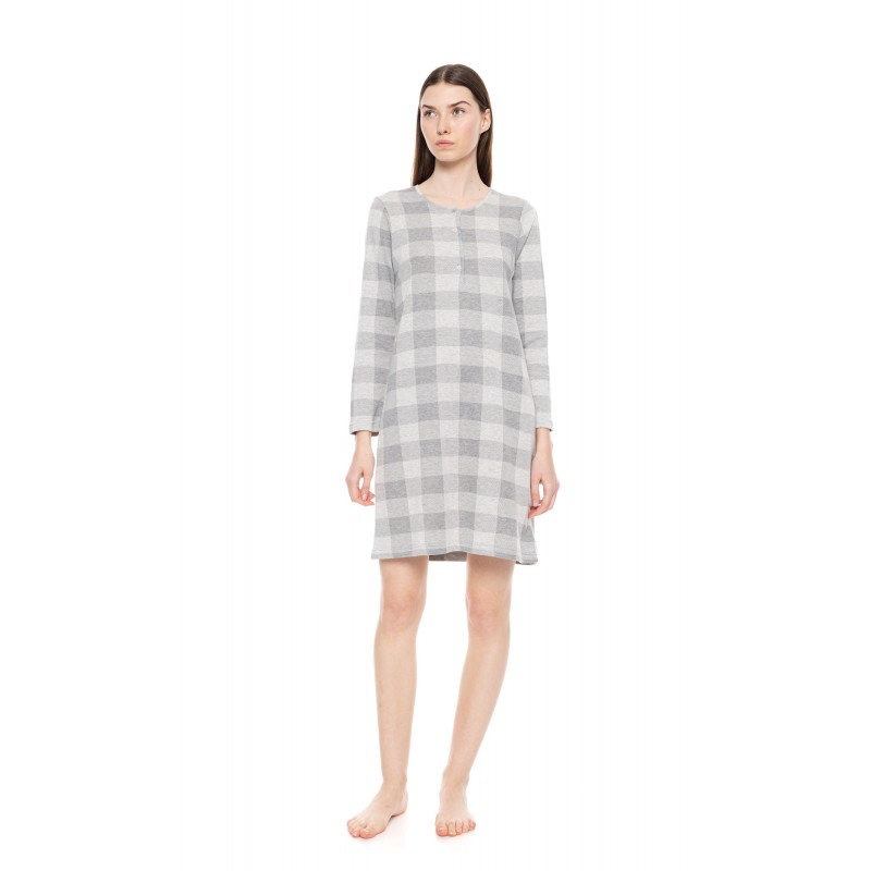 W1656 - Type - NIGHTGOWN JACQUARD GREY PLAID- (W1656)