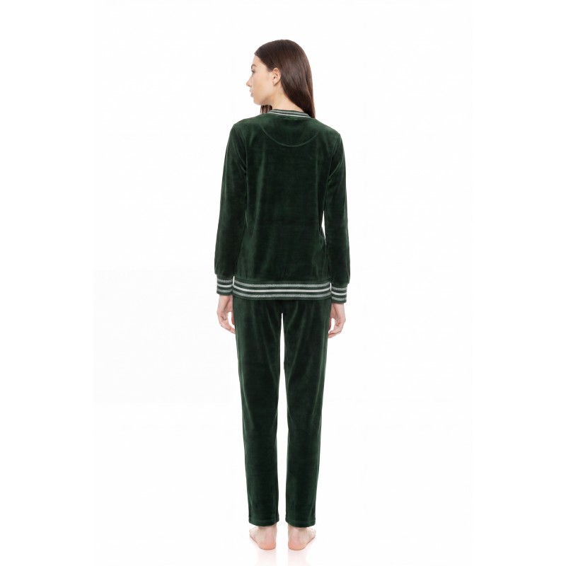 W1659 - Dark Green - HOMEWEAR V VELVET DETAIL- (W1659)