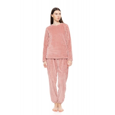 W1670 - Dusty Pink - PYJAMA FLEECE STRIPE- (W1670)