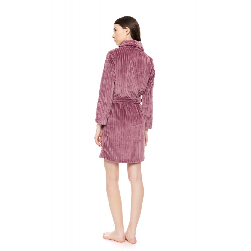 W1672 - Dusty Pink - ROBE FLEECE STRIPE- (W1672)