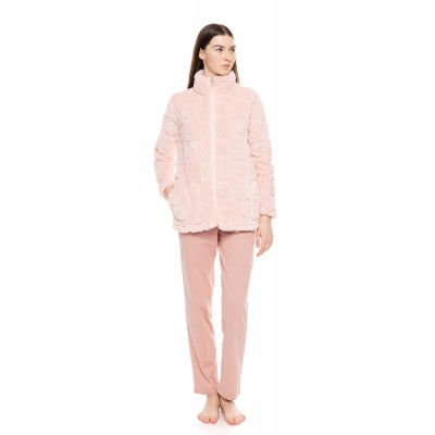 W1681 - Baby Pink - ROBE ZIPPER FLEECE LOVE- (W1681)