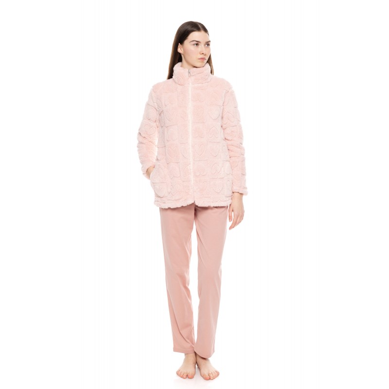 W1681 - Baby Pink - ROBE ZIPPER FLEECE LOVE- (W1681)