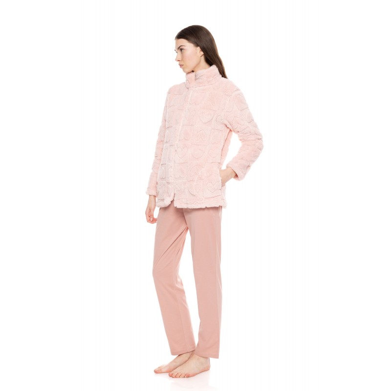W1681 - Baby Pink - ROBE ZIPPER FLEECE LOVE- (W1681)