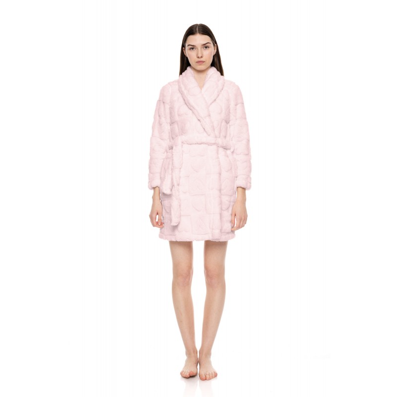 W1683 - Baby Pink - ROBE FLEECE LOVE- (W1683) W1683 - Baby Pink - ROBE FLEECE LOVE- (W1683)