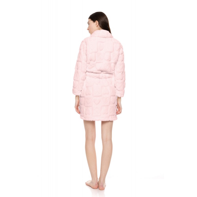 W1683 - Baby Pink - ROBE FLEECE LOVE- (W1683) W1683 - Baby Pink - ROBE FLEECE LOVE- (W1683)