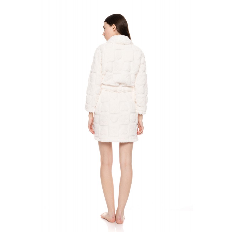 W1683 - White - ROBE FLEECE LOVE- (W1683)