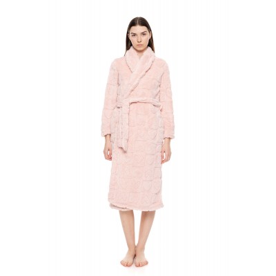 W1684 - White - ROBE LONG FLEECE LOVE- (W1684)