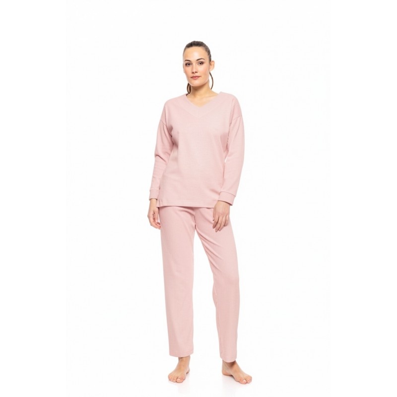 W1690 - Baby Pink - PYJAMA V VELVET STRIPE- (W1690)