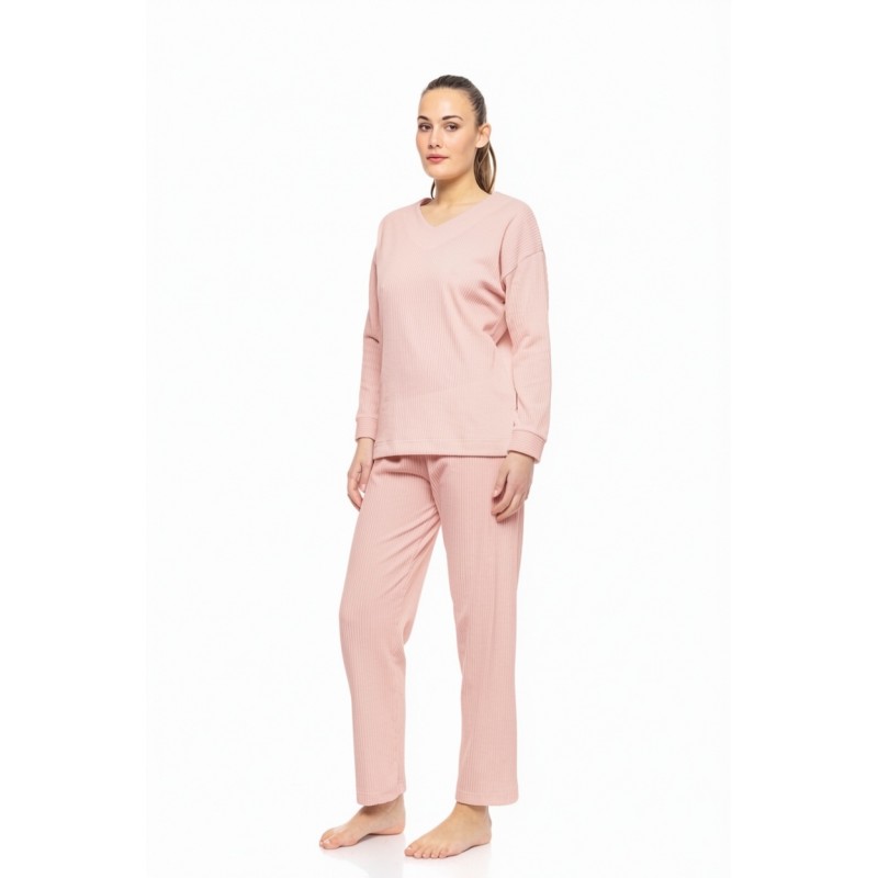W1690 - Baby Pink - PYJAMA V VELVET STRIPE- (W1690)
