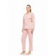 W1690 - Baby Pink - PYJAMA V VELVET STRIPE- (W1690)