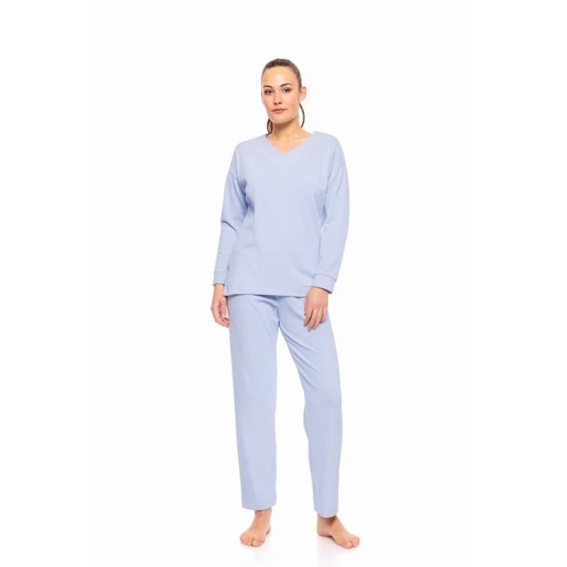 W1690 - Blue Cloud - PYJAMA V VELVET STRIPE- (W1690) W1690 - Blue Cloud - PYJAMA V VELVET STRIPE- (W1690)