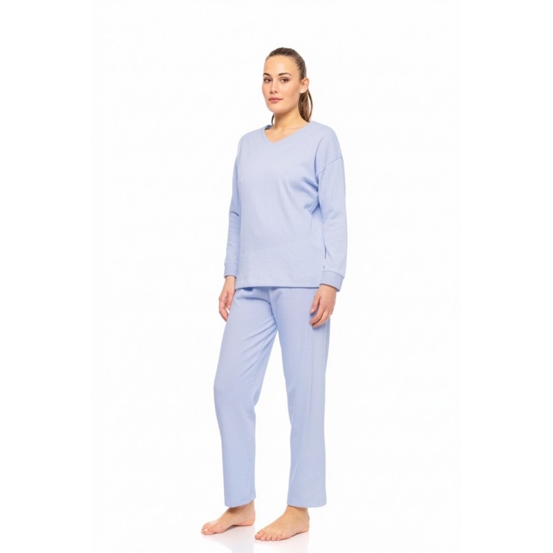 W1690 - Blue Cloud - PYJAMA V VELVET STRIPE- (W1690) W1690 - Blue Cloud - PYJAMA V VELVET STRIPE- (W1690)