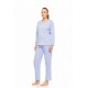W1690 - Blue Cloud - PYJAMA V VELVET STRIPE- (W1690) W1690 - Blue Cloud - PYJAMA V VELVET STRIPE- (W1690)