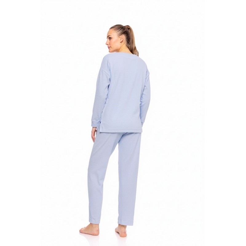 W1690 - Blue Cloud - PYJAMA V VELVET STRIPE- (W1690) W1690 - Blue Cloud - PYJAMA V VELVET STRIPE- (W1690)