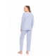 W1690 - Blue Cloud - PYJAMA V VELVET STRIPE- (W1690) W1690 - Blue Cloud - PYJAMA V VELVET STRIPE- (W1690)