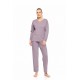 W1690 - Violete - PYJAMA V VELVET STRIPE- (W1690) W1690 - Violete - PYJAMA V VELVET STRIPE- (W1690)