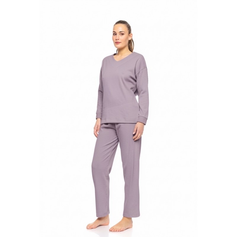 W1690 - Violete - PYJAMA V VELVET STRIPE- (W1690) W1690 - Violete - PYJAMA V VELVET STRIPE- (W1690)