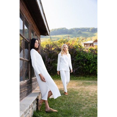 W1691 - Violete - NIGHTGOWN LONG VELVET STRIPE- (W1691)