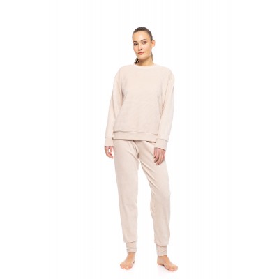 W1692 - White - PYJAMA VELVET STRIPE- (W1692)