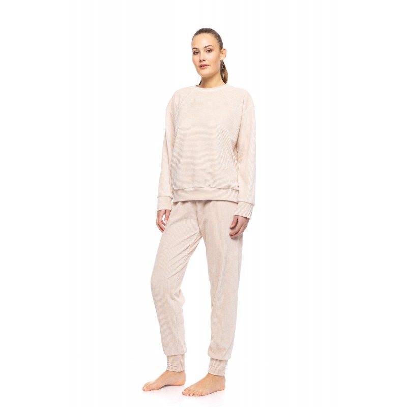 W1692 - White - PYJAMA VELVET STRIPE- (W1692) W1692 - White - PYJAMA VELVET STRIPE- (W1692)