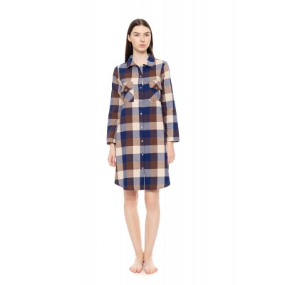 W1694 - Type - NIGHTGOWN BUTTONED AUTUMN PLAID- (W1694)