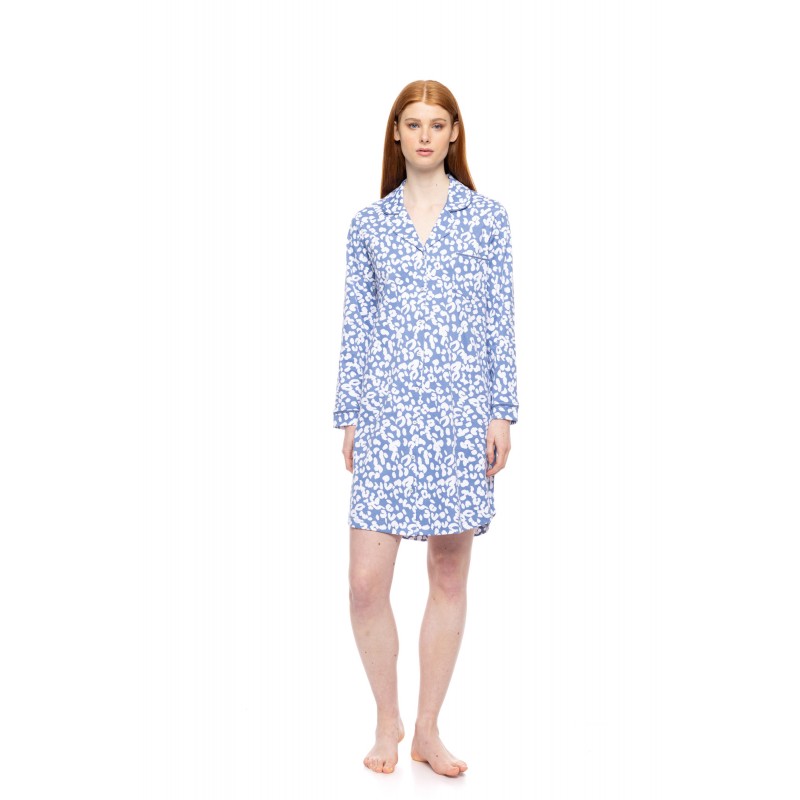 W1728 - Type - NIGHTGOWN BUTTONED DREAM BLUE LEO- (W1728)