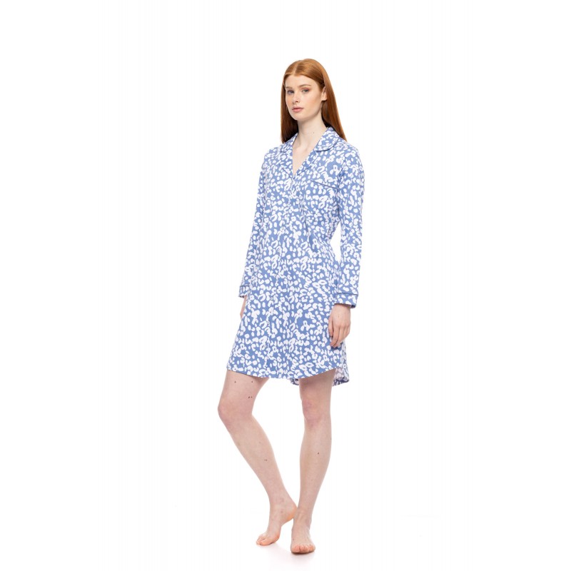 W1728 - Type - NIGHTGOWN BUTTONED DREAM BLUE LEO- (W1728)