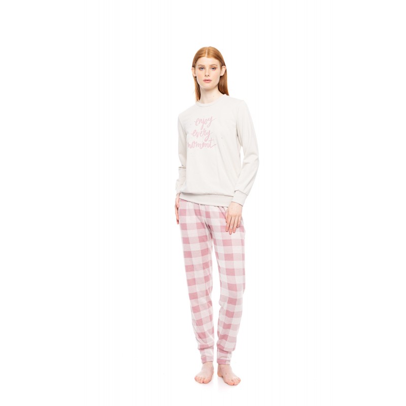 W1789 - Off White - PYJAMAS JACQUARD ROSE PLAID- (W1789) W1789 - Off White - PYJAMAS JACQUARD ROSE PLAID- (W1789)