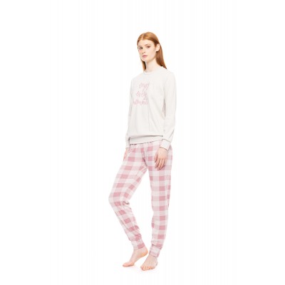 W1789 - Off White - PYJAMAS JACQUARD ROSE PLAID- (W1789)
