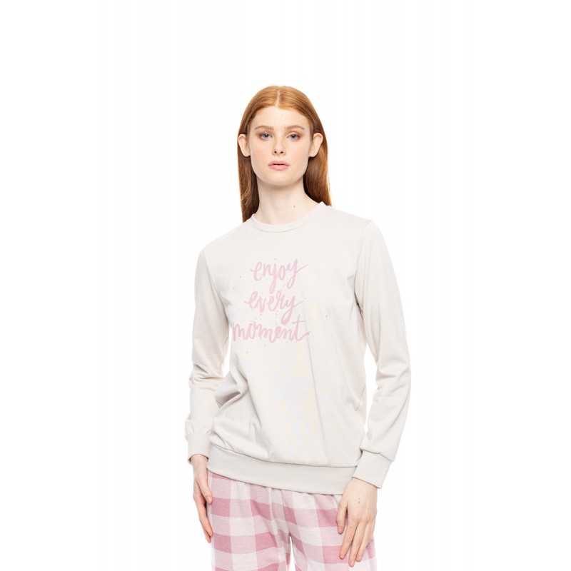 W1789 - Off White - PYJAMAS JACQUARD ROSE PLAID- (W1789) W1789 - Off White - PYJAMAS JACQUARD ROSE PLAID- (W1789)