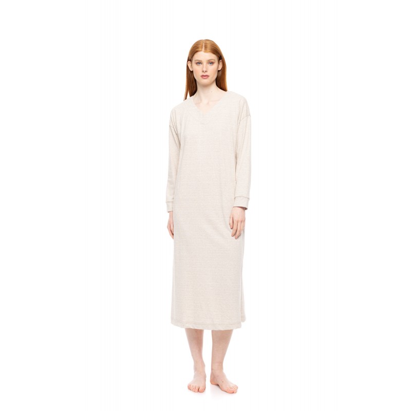 W1795 - Type - NIGHTGOWN HAZELNUT STRIPES- (W1795) W1795 - Type - NIGHTGOWN HAZELNUT STRIPES- (W1795)