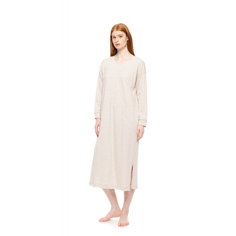 W1795 - Type - NIGHTGOWN HAZELNUT STRIPES- (W1795) W1795 - Type - NIGHTGOWN HAZELNUT STRIPES- (W1795)