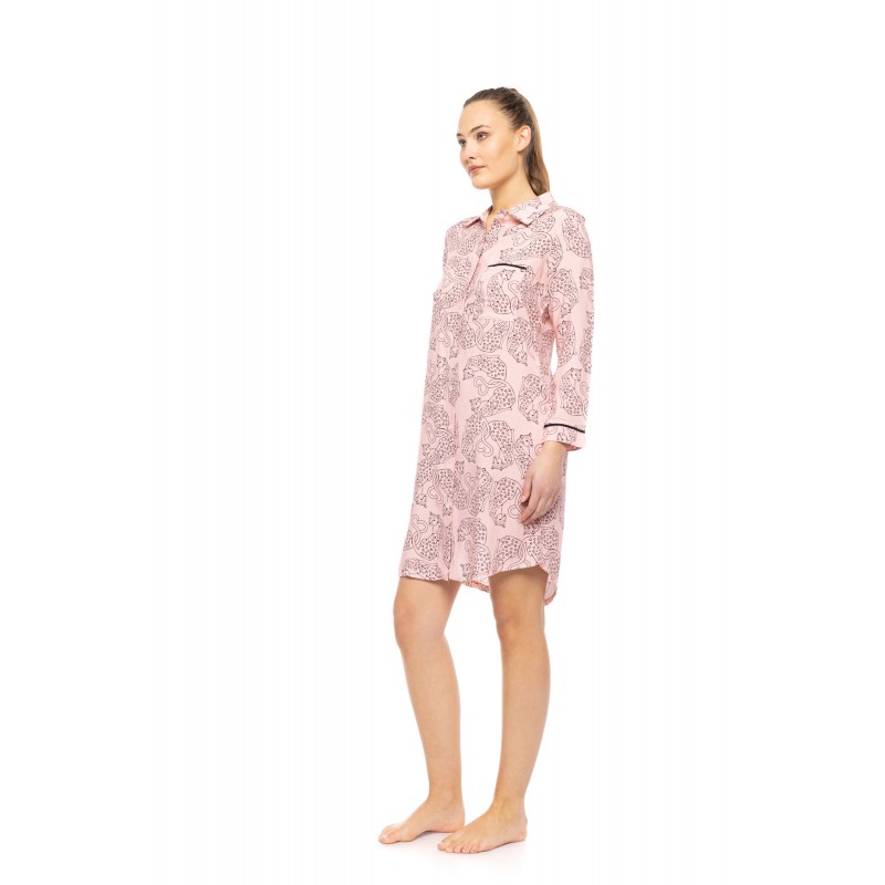 W1803 - Type - NIGHTGOWN BUTTONED ROSE LEOPARD- (W1803) W1803 - Type - NIGHTGOWN BUTTONED ROSE LEOPARD- (W1803)