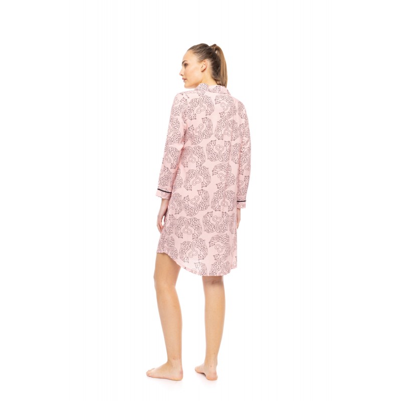 W1803 - Type - NIGHTGOWN BUTTONED ROSE LEOPARD- (W1803) W1803 - Type - NIGHTGOWN BUTTONED ROSE LEOPARD- (W1803)