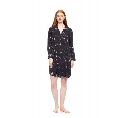 W1809 - Type - NIGHTGOWN BUTTONED ROSE NIGHT SKY- (W1809)